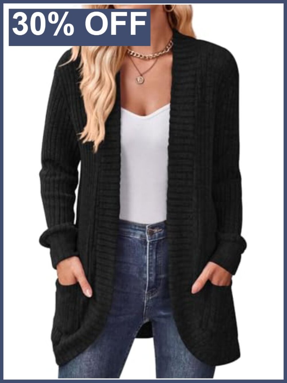 Womens Long Cardigan Sweater Lightweight Open Front Sleeve Pockets